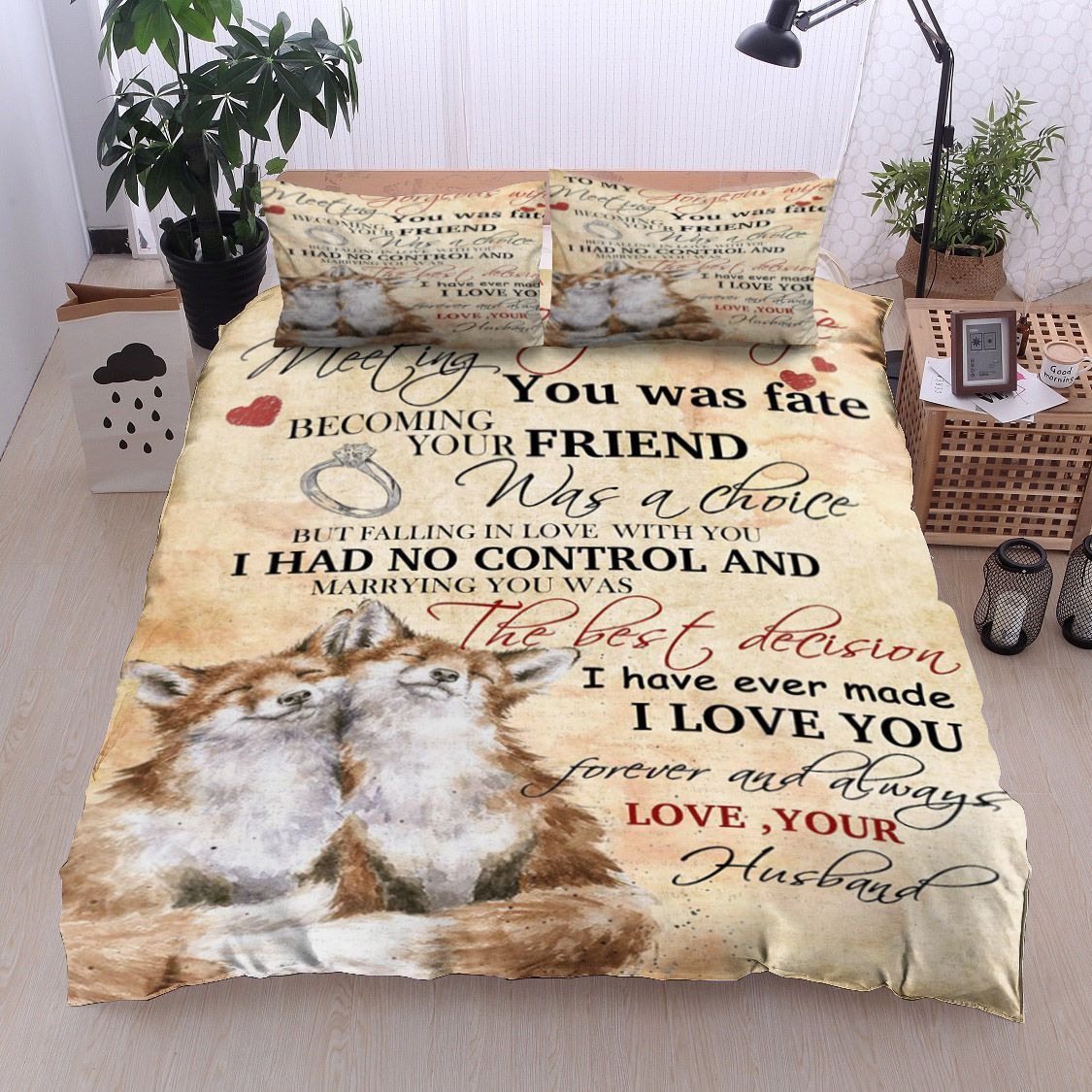 Fox To My Gorgeous Wife Bedding Set