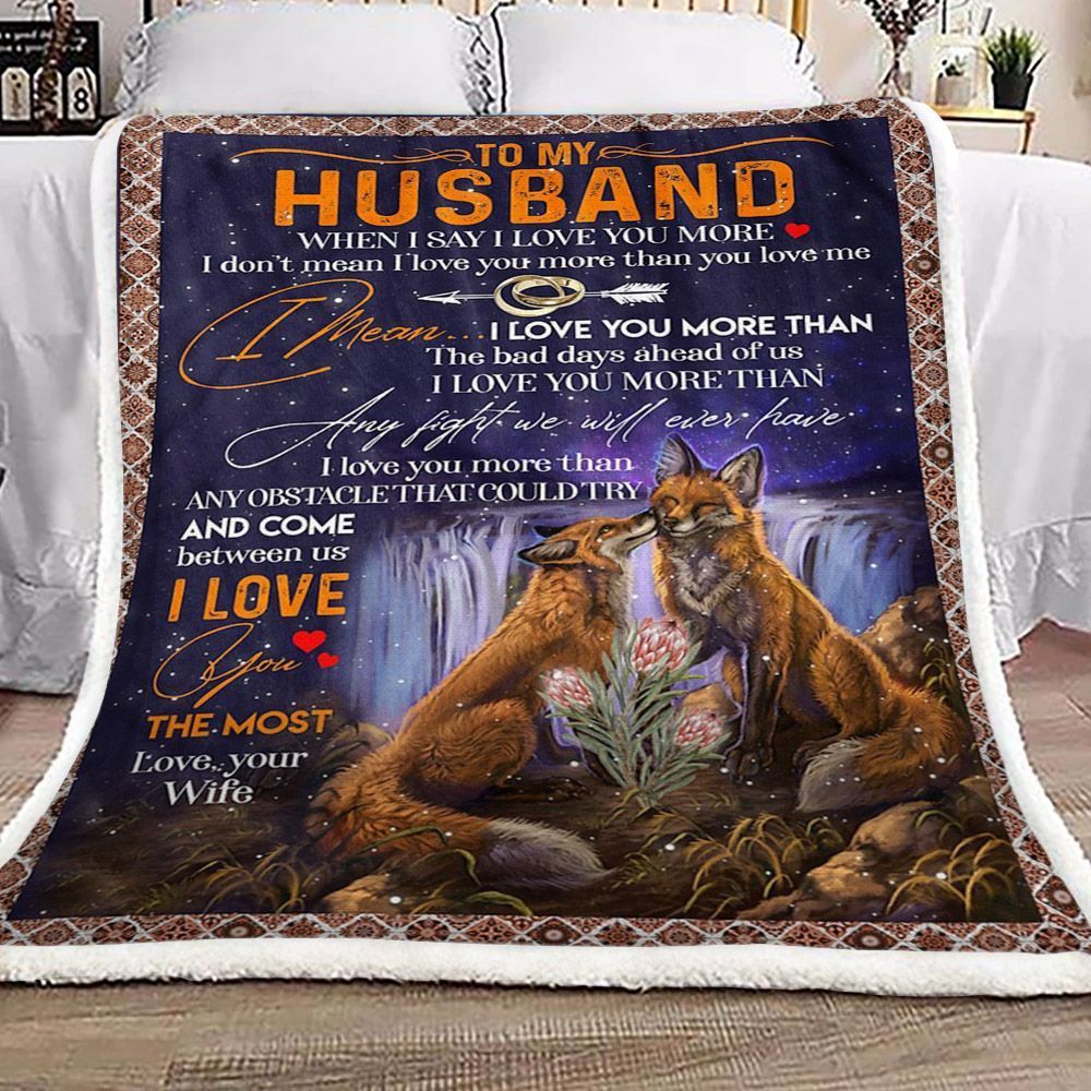 Fox To My Husband Sherpa Fleece Blanket