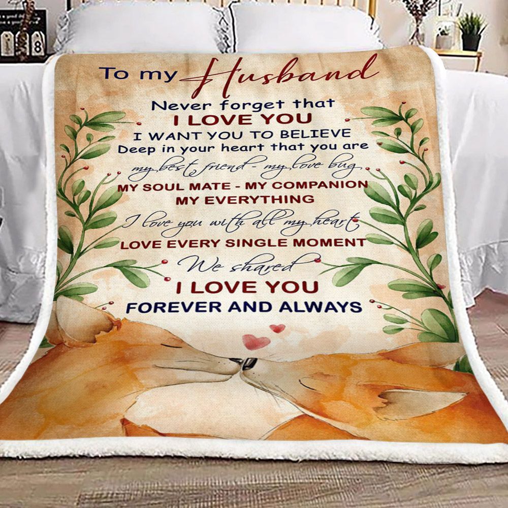 Fox To My Husband Sherpa Fleece Blanket
