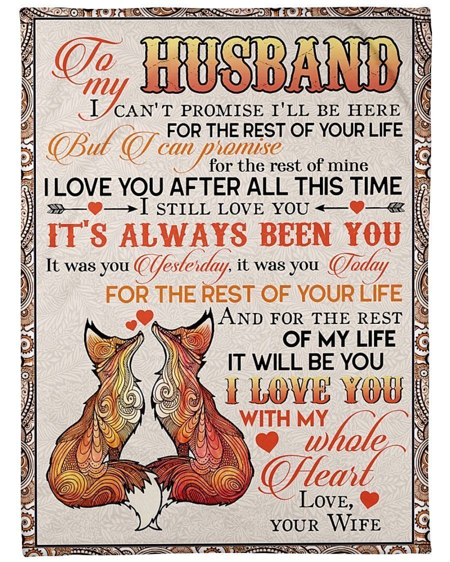 Fox To My Husband Love You With My Whole Heart Fleece Blanket