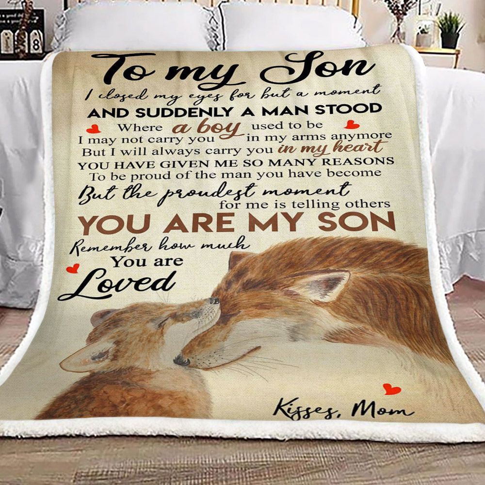 Fox To My Son Kisses Mom Sherpa Fleece Blanket