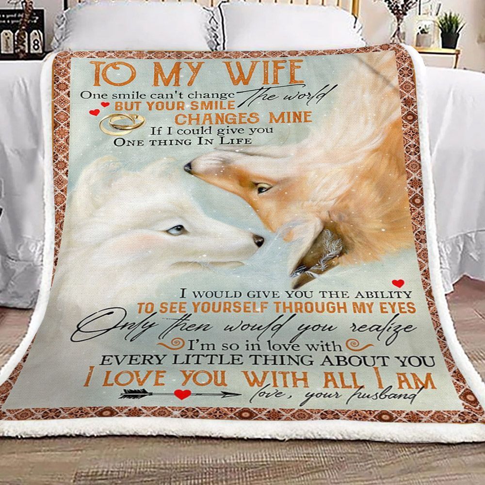 Fox To My Wife Sherpa Fleece Blanket