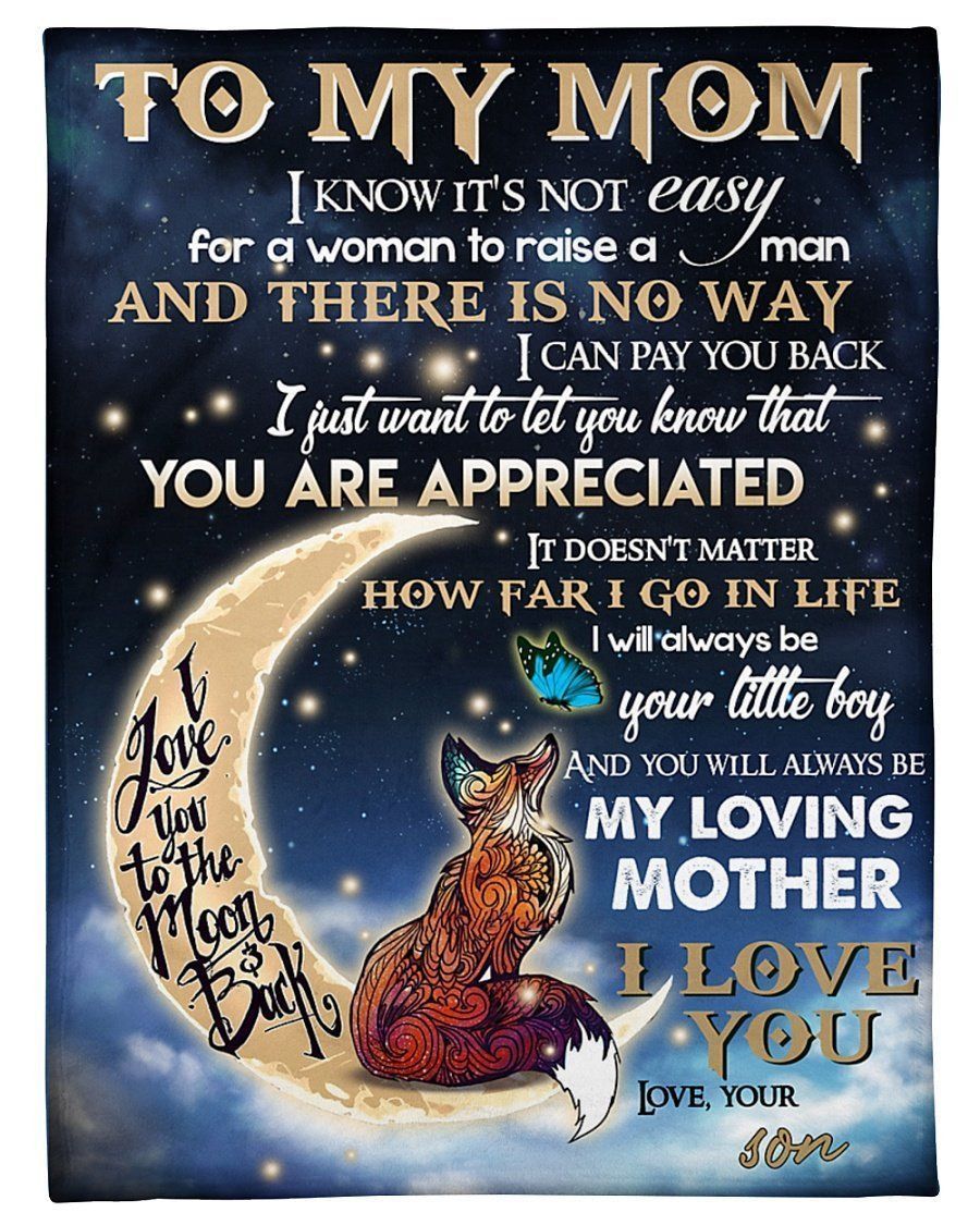 Fox To The Moon To Mom I Love You Fleece Blanket