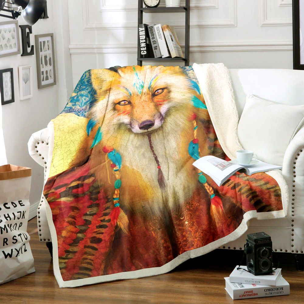 Fox Sherpa Fleece Blanket
