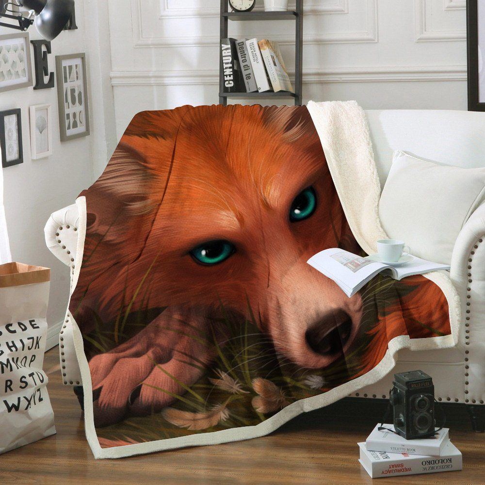 Fox Sherpa Fleece Blanket