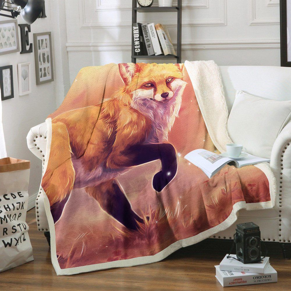 Fox Sherpa Fleece Blanket