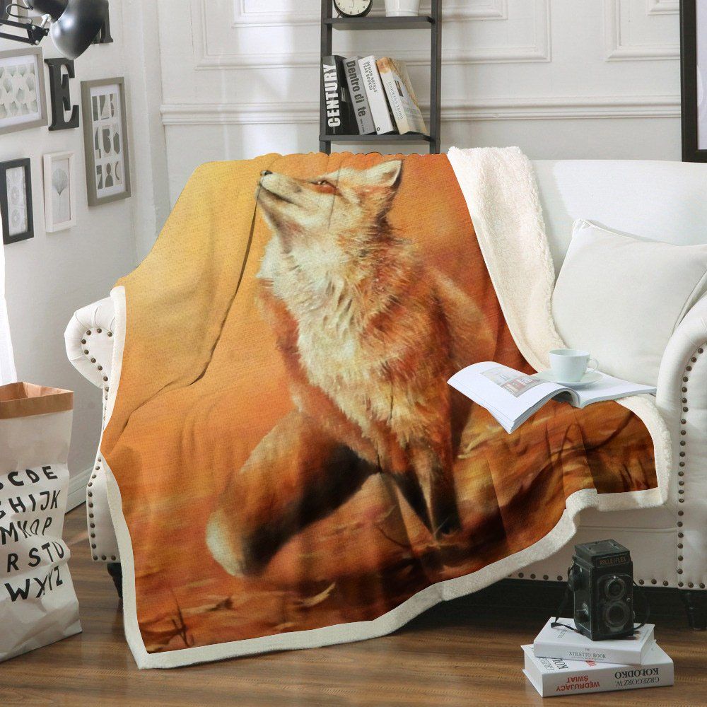Fox Sherpa Fleece Blanket