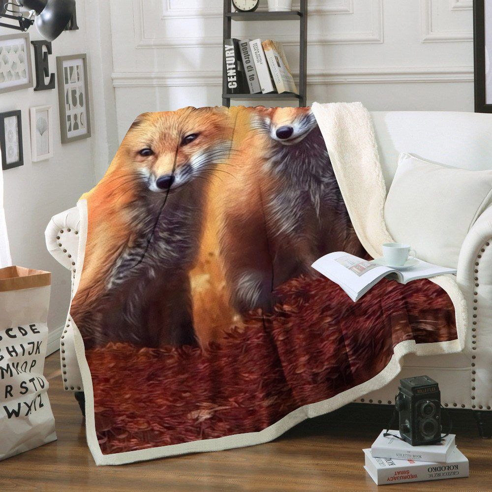 Fox Sherpa Fleece Blanket