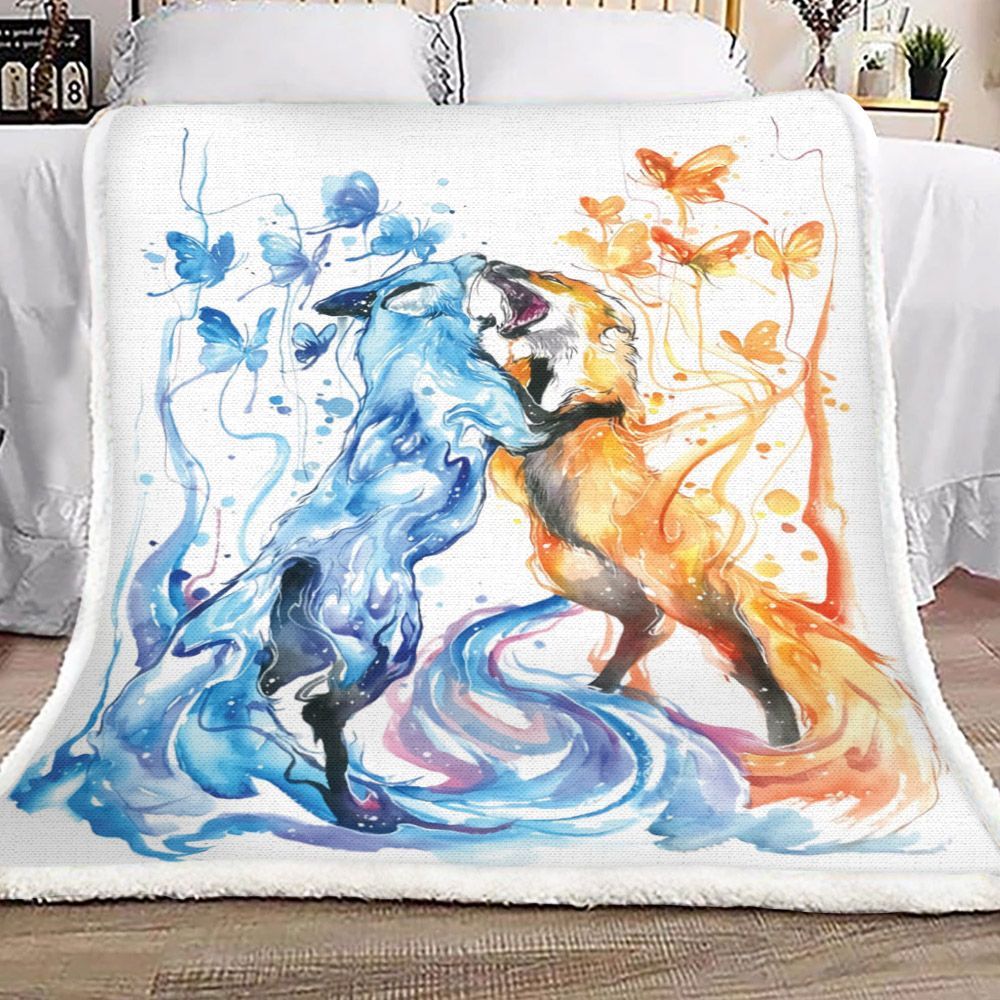 Fox Sherpa Fleece Blanket