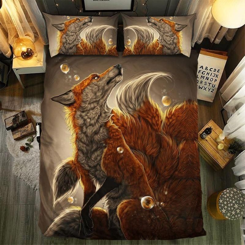 Fox Watching Moon Bedding Set
