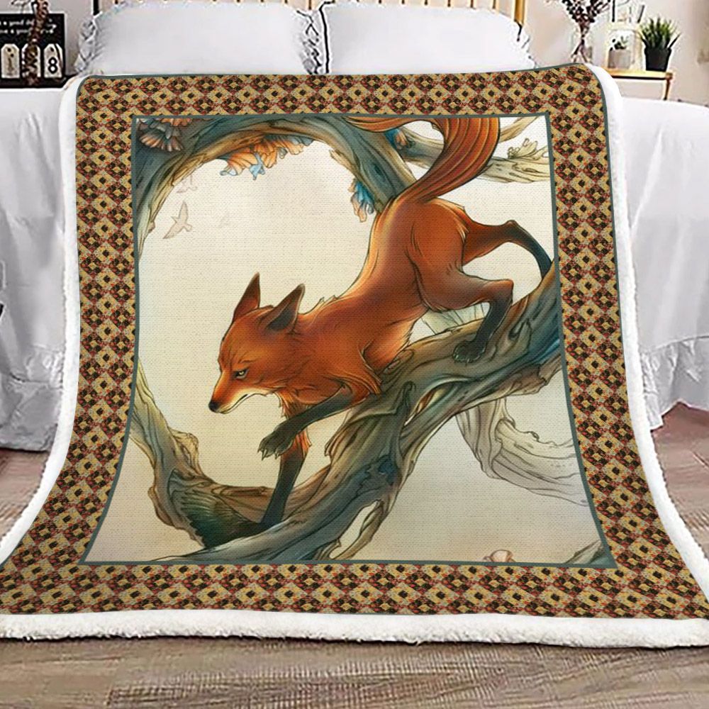 Fox Sherpa Fleece Blanket