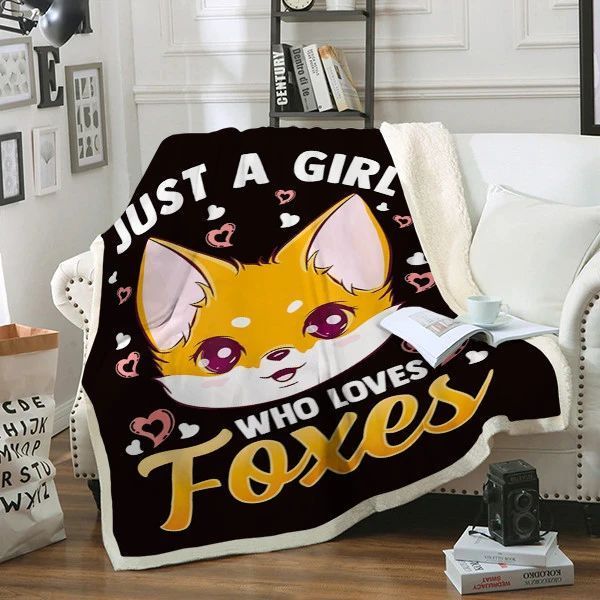 Foxes Just A Girl Sherpa Fleece Blanket