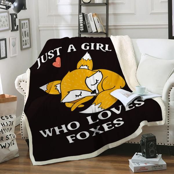 Foxes Just A Girl Sherpa Fleece Blanket
