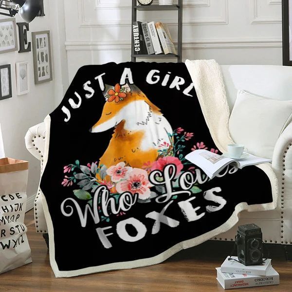 Foxes Just A Girl Sherpa Fleece Blanket