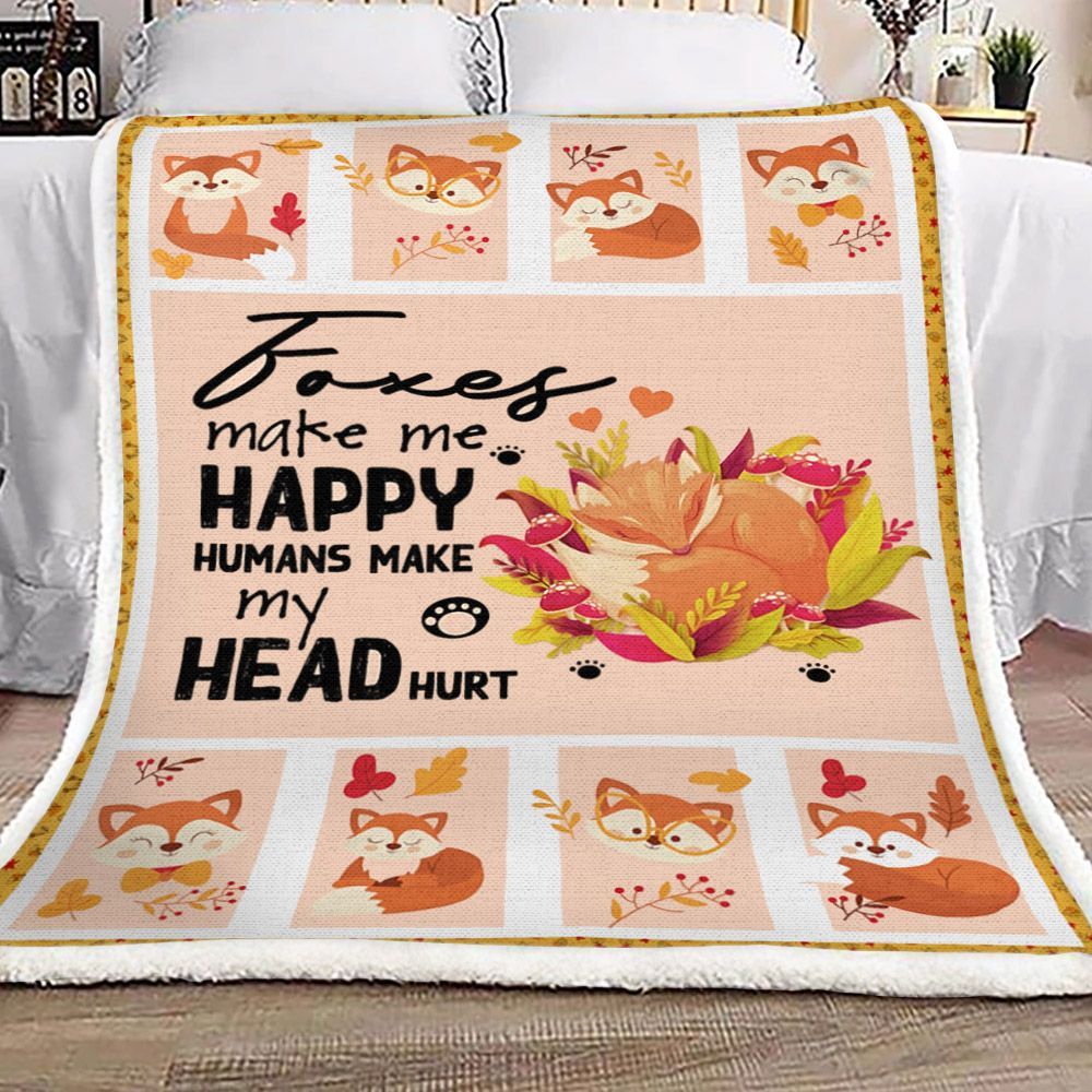 Foxes Make Me Happy Sherpa Fleece Blanket