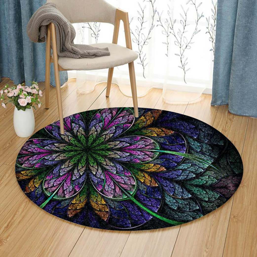 Fractal Flower Round Carpet