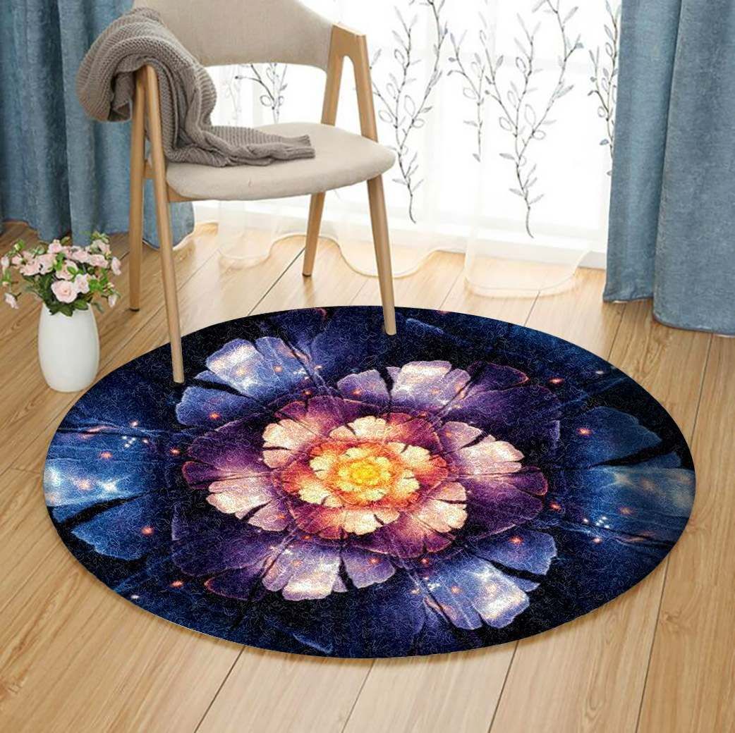 Fractal Flower Round Carpet