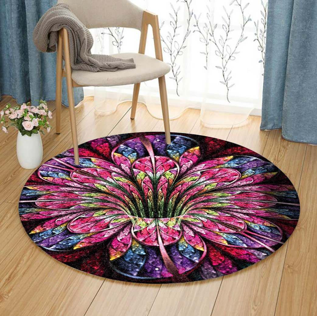 Fractal Flower Round Carpet