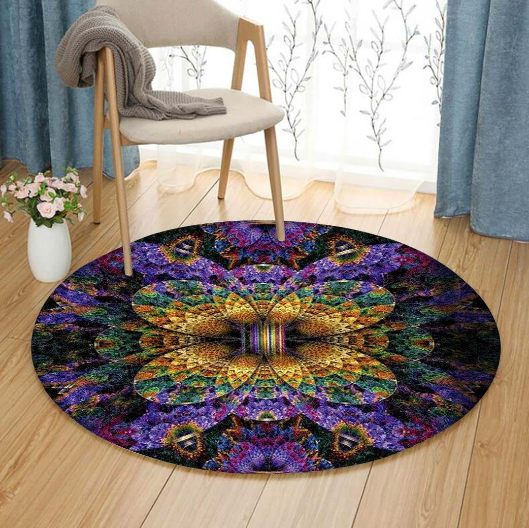 Fractal Flower Round Carpet