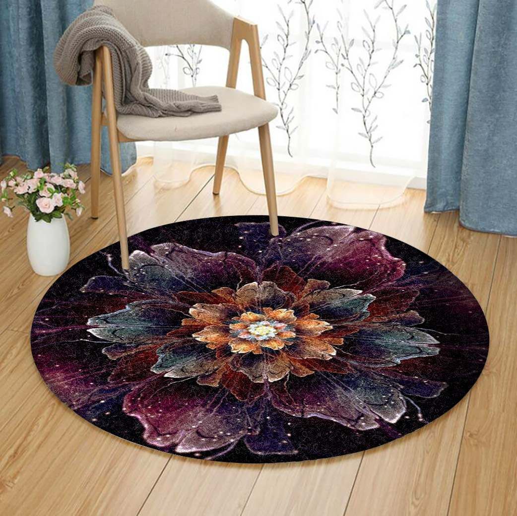 Fractal Flower Round Carpet