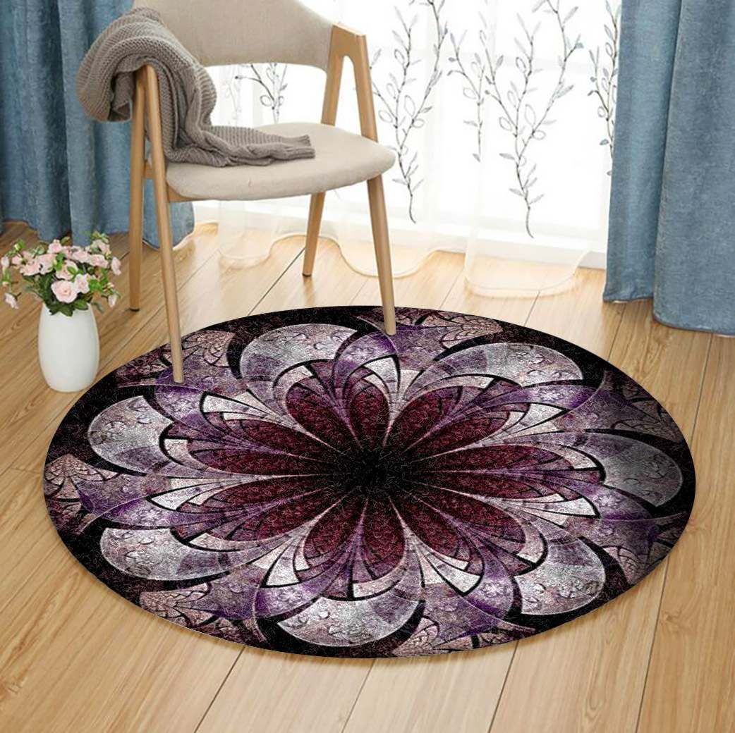Fractal Flower Round Carpet