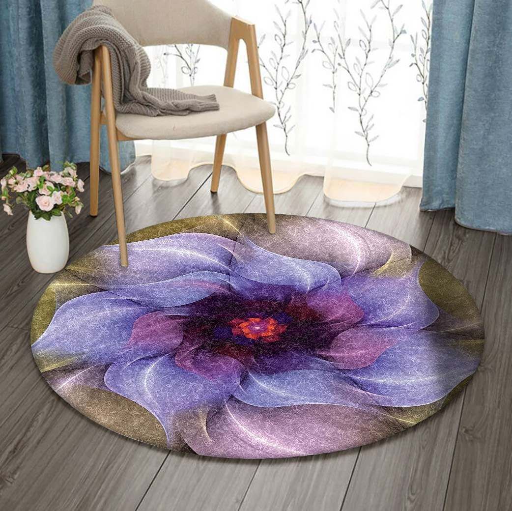 Fractal Flower Round Carpet