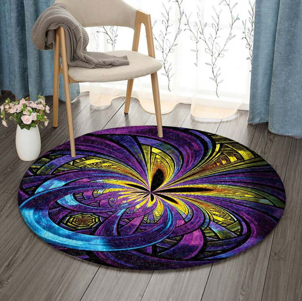 Fractal Flower Round Carpet