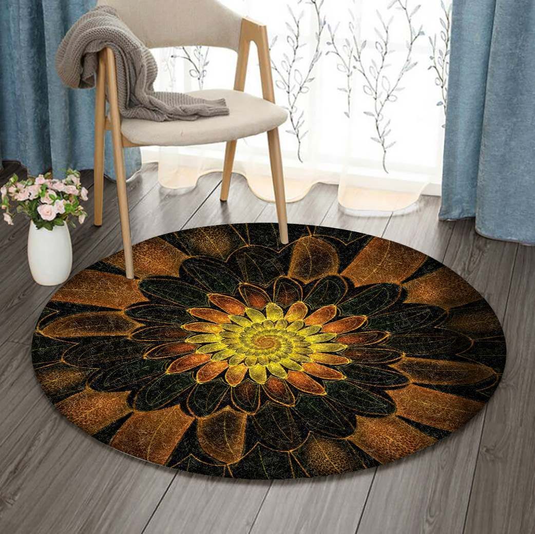 Fractal Flower Round Carpet