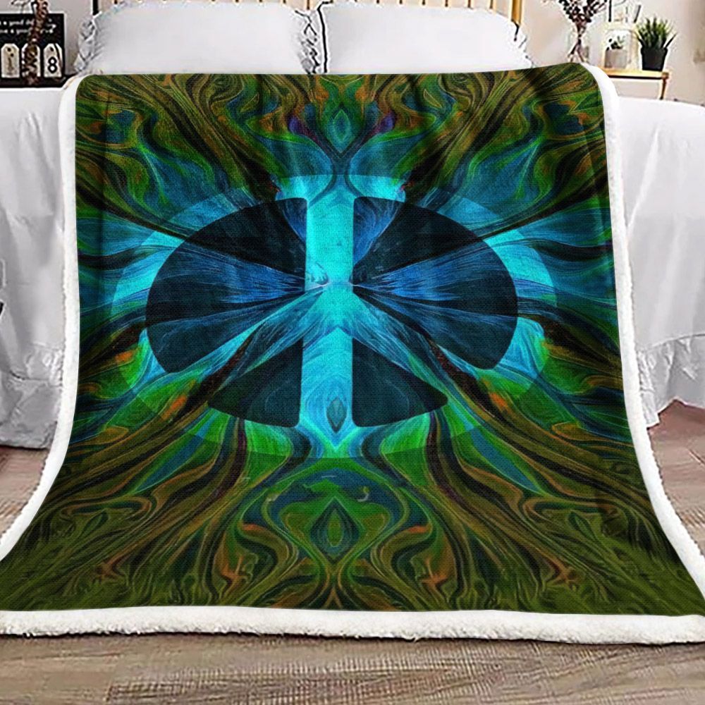 Fractal Hippie Sherpa Fleece Blanket