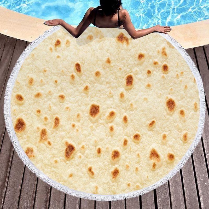 France Tacos Yummy Food Printed Round Beach Towel