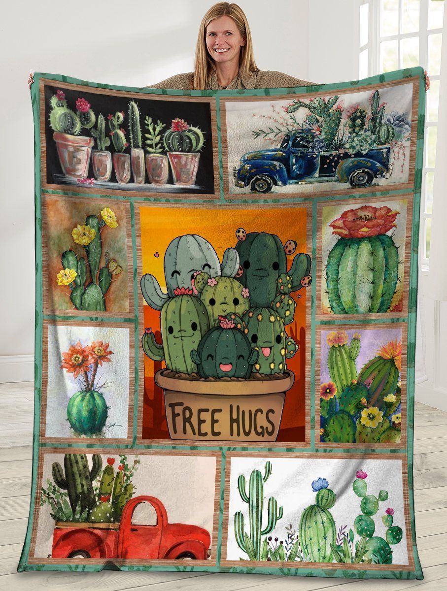 Free Hug 3d Cactus Tree Fleece Blanket