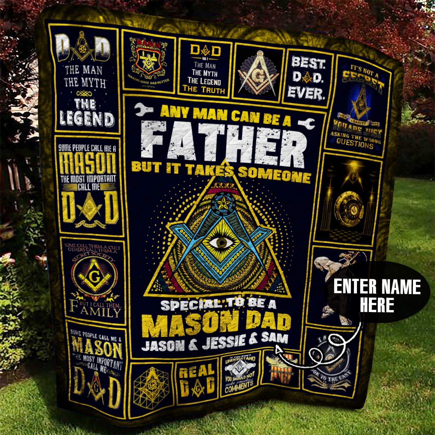 Freemason Dad Personalized Quilt Blanket BBB090610SM