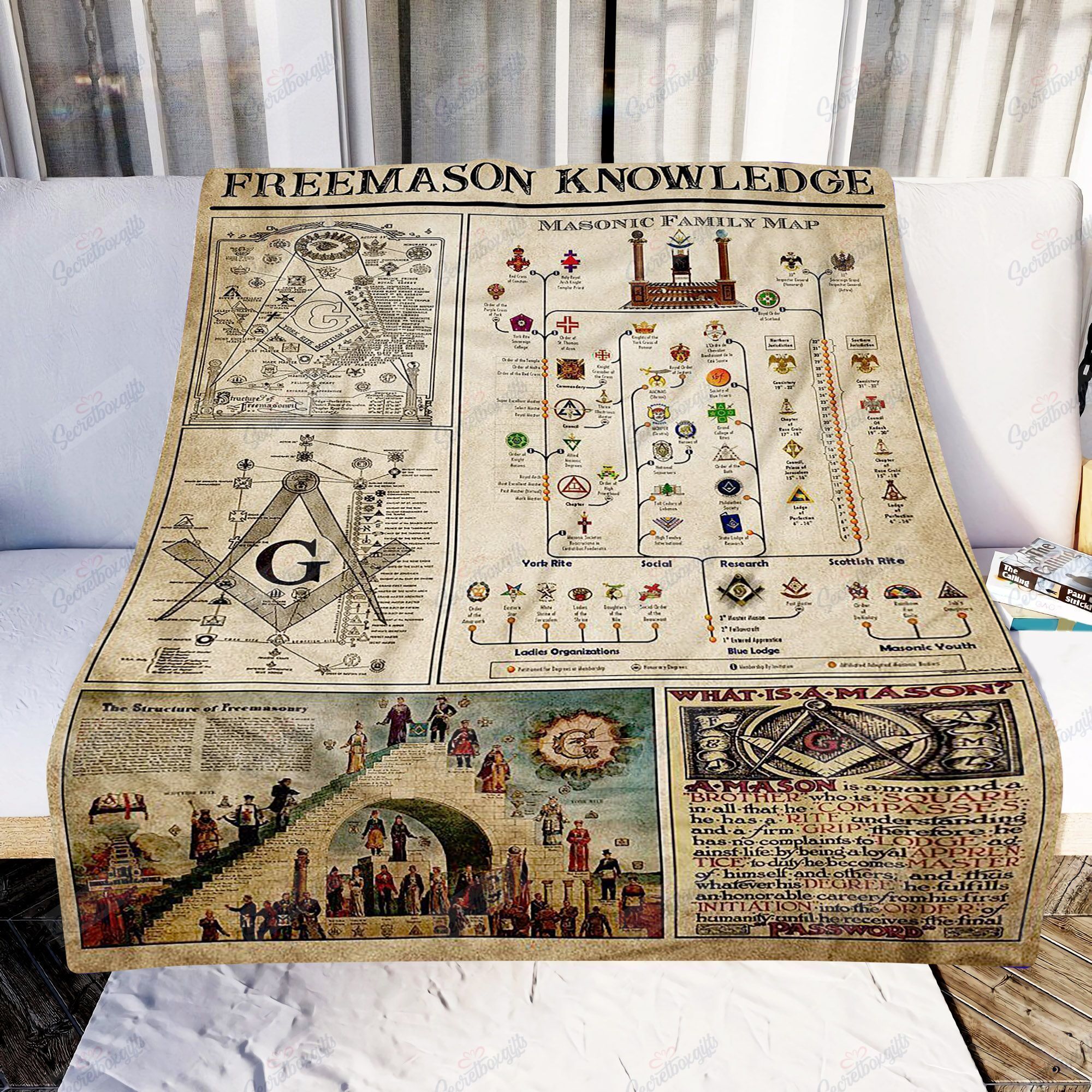 Freemason Knowledge Masonic Family Map Fleece Blanket