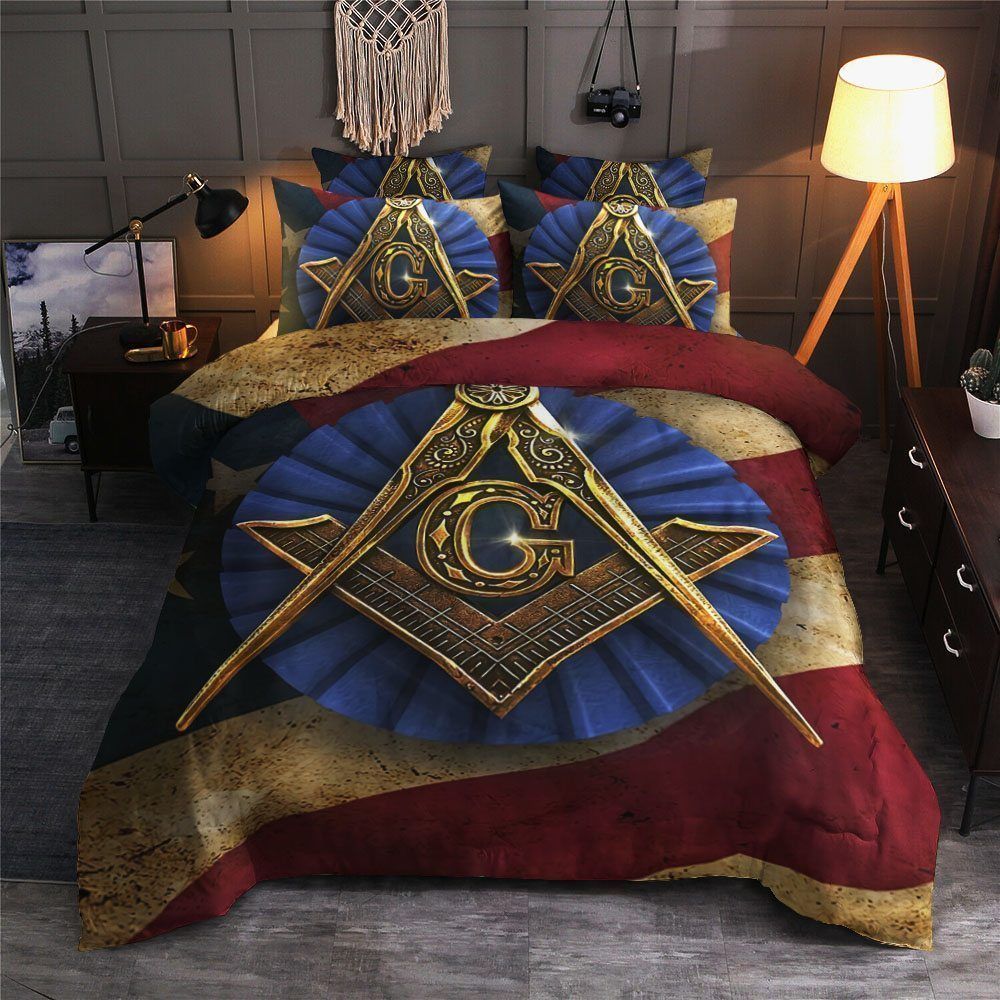 Freemason Cotton Bed Sheets Spread Comforter Bedding Set