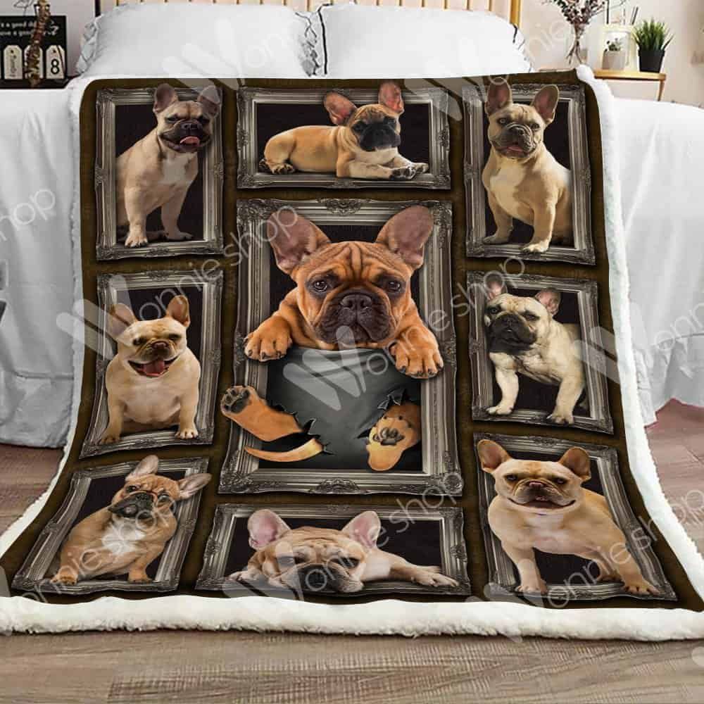 French Bulldog Sherpa Fleece Blanket