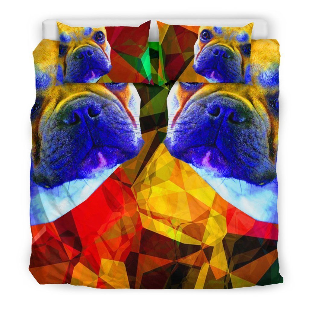 French Bulldog Abstract Brown Colorful Bedding Set