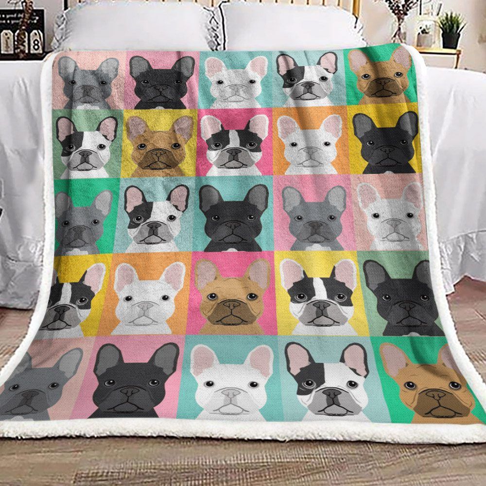 French Bulldog Sherpa Fleece Blanket