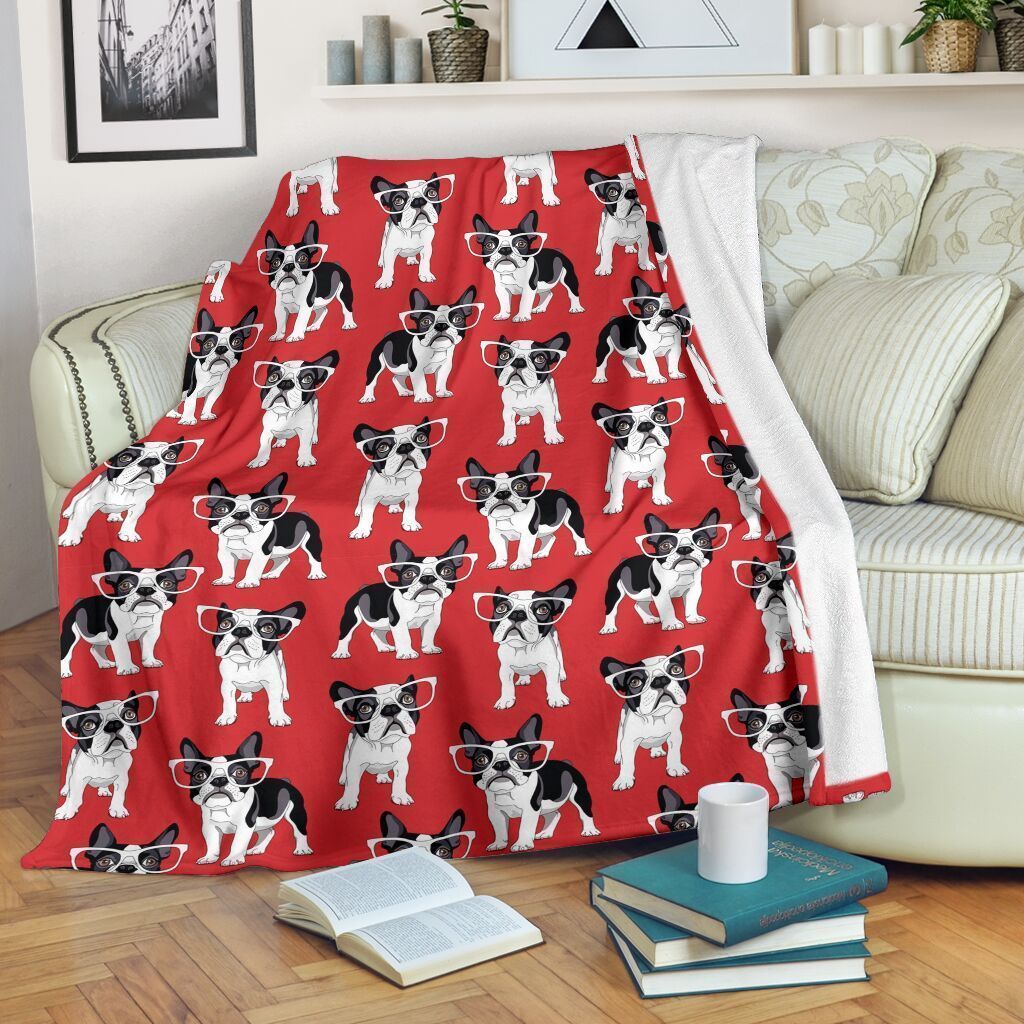 French Bulldog Christmas Sherpa Fleece Blanket