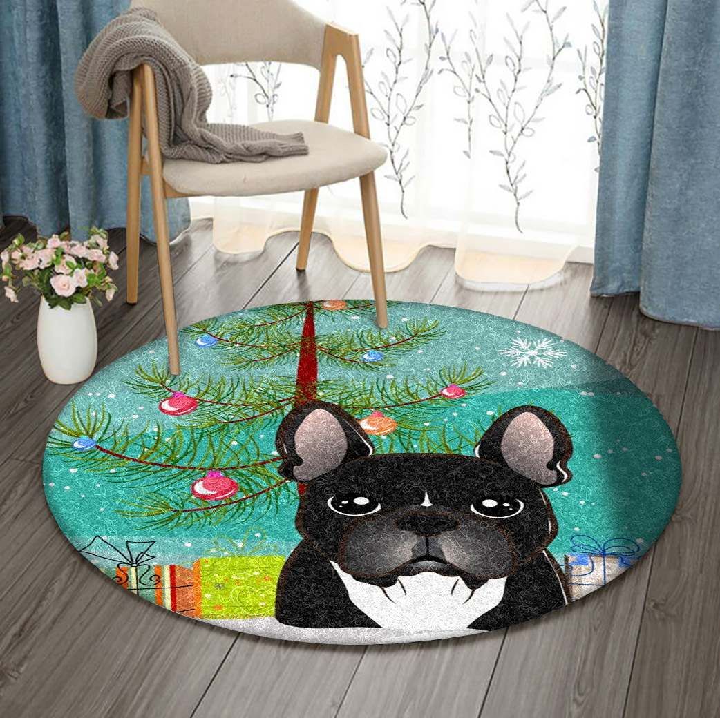 French Bulldog Christmas Round Carpet