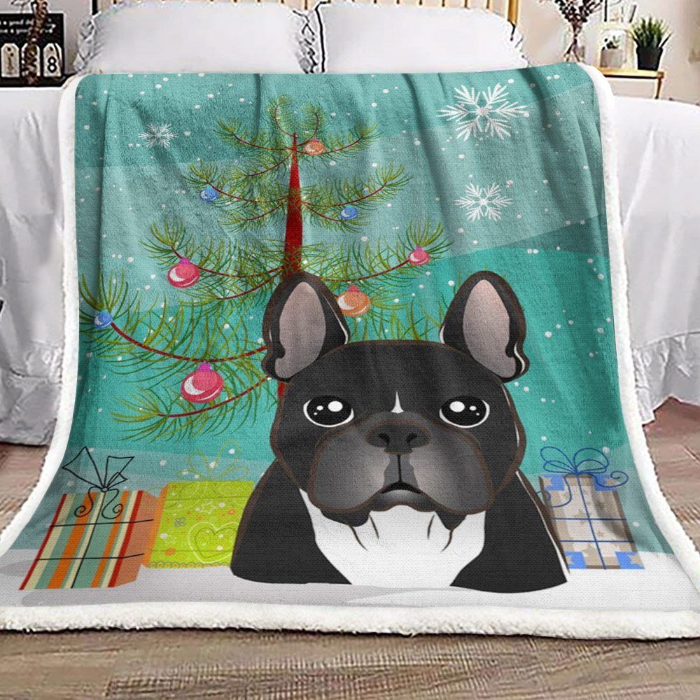 French Bulldog Christmas Sherpa Fleece Blanket