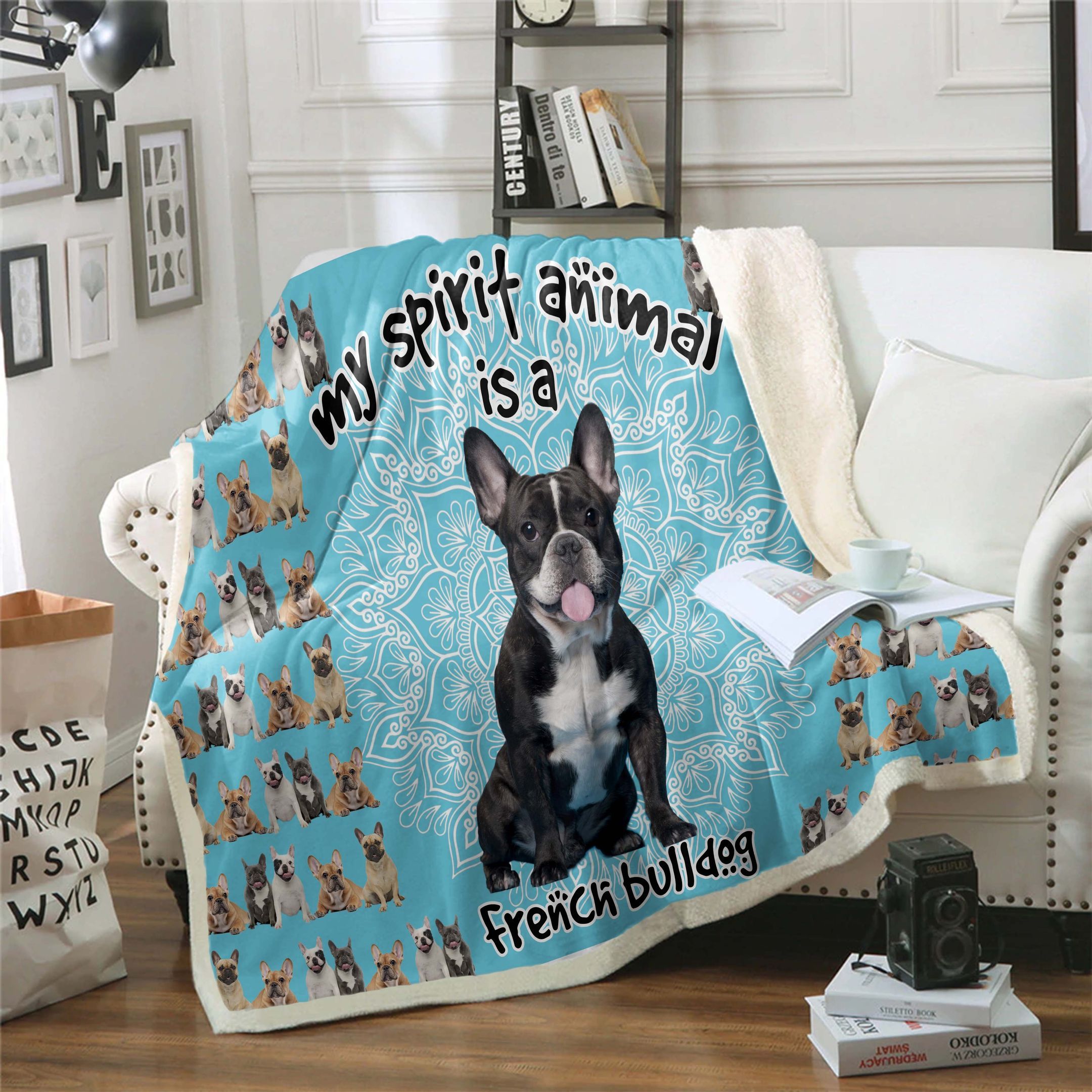 French Bulldog Sherpa Fleece Blanket