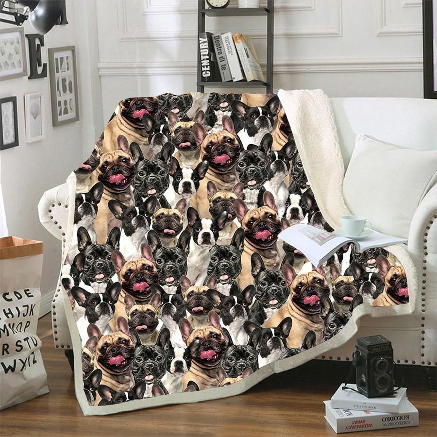 French Bulldog Sherpa Fleece Blanket