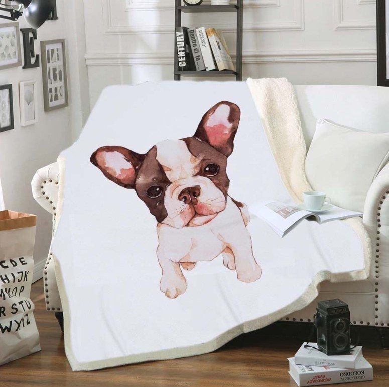French Bulldog Sherpa Fleece Blanket