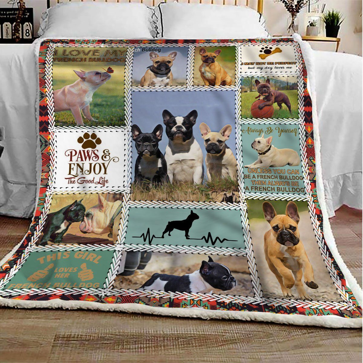 French Bulldog Sherpa Fleece Blanket