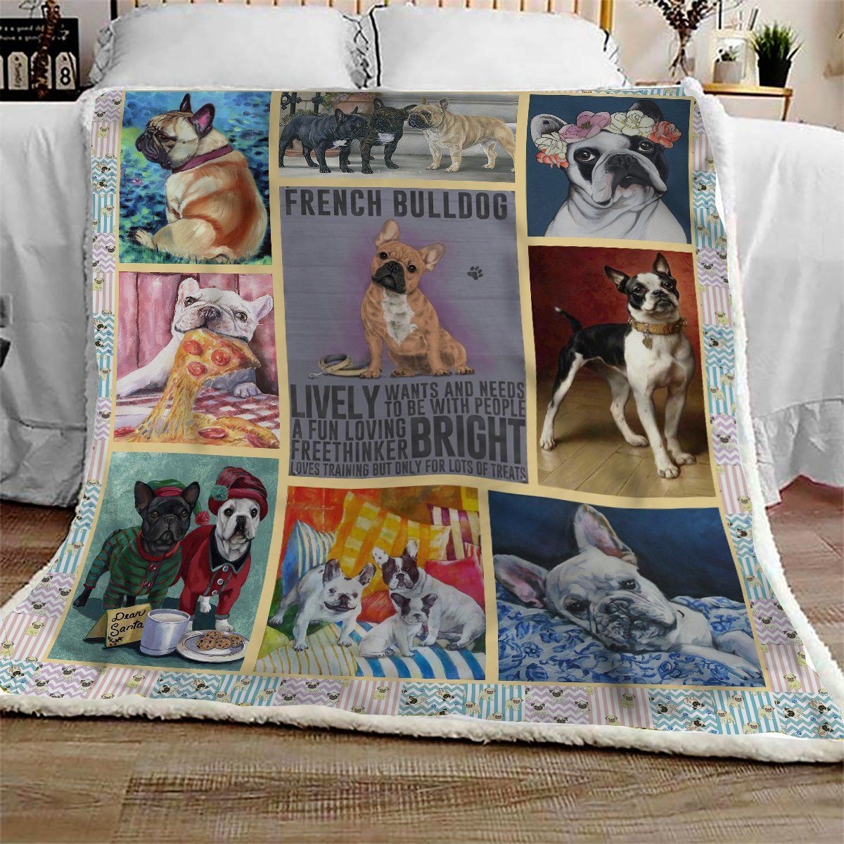 French Bulldog Sherpa Fleece Blanket