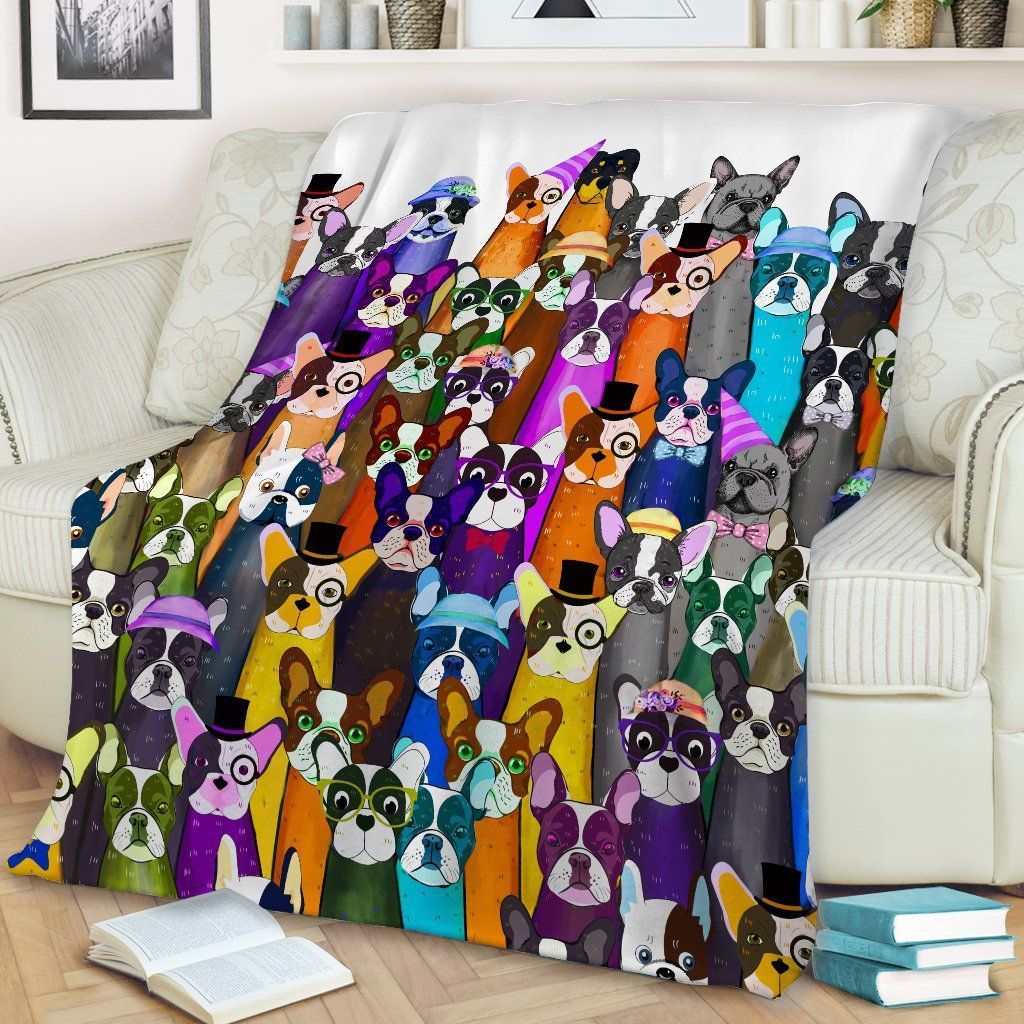 French Bulldog Colorful Pattern Sherpa Fleece Blanket
