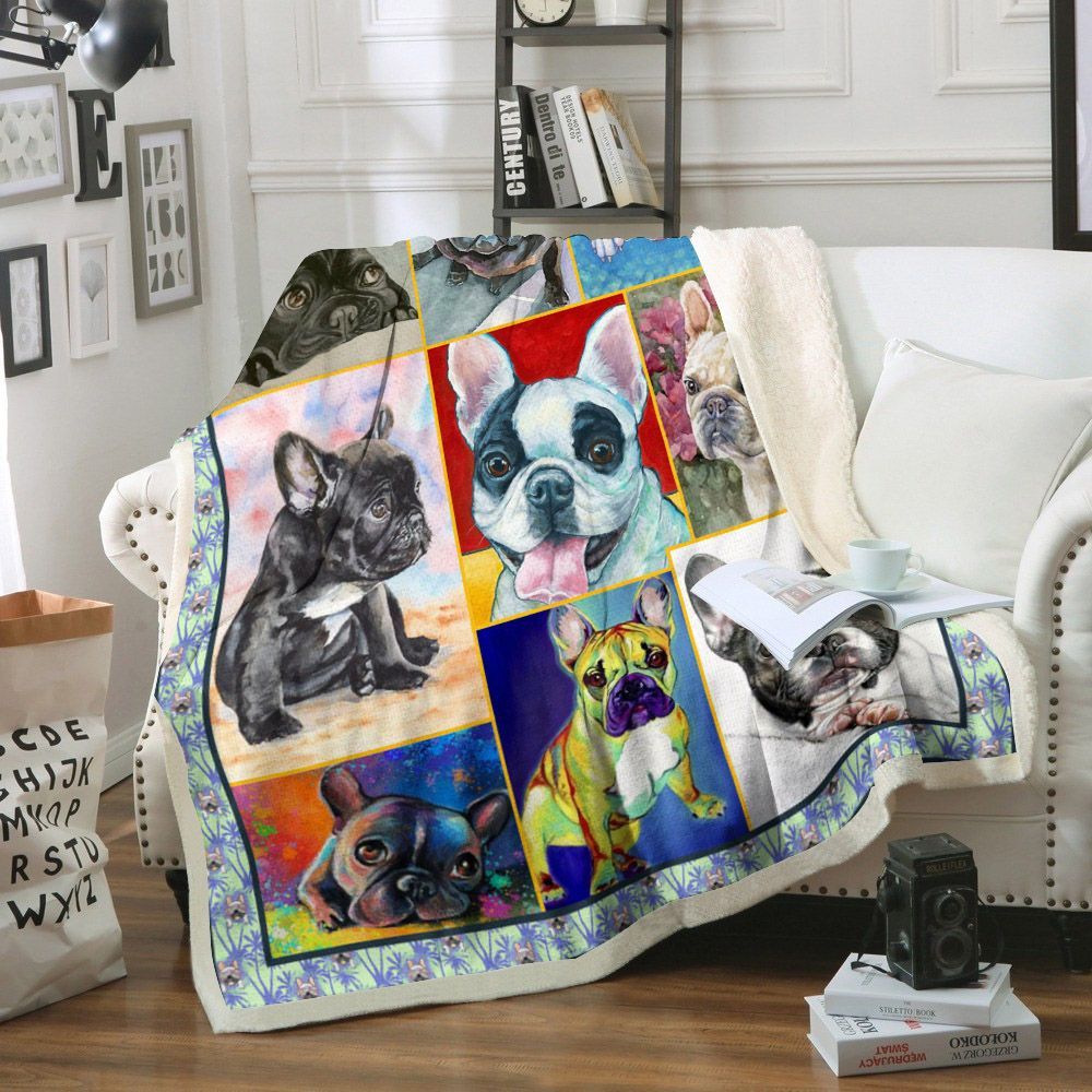 French Bulldog Dog Sherpa Fleece Blanket