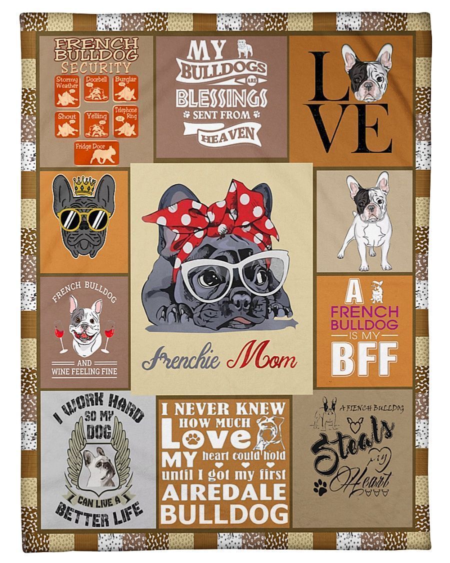 French Bulldog Dot Headband Sherpa Fleece Blanket