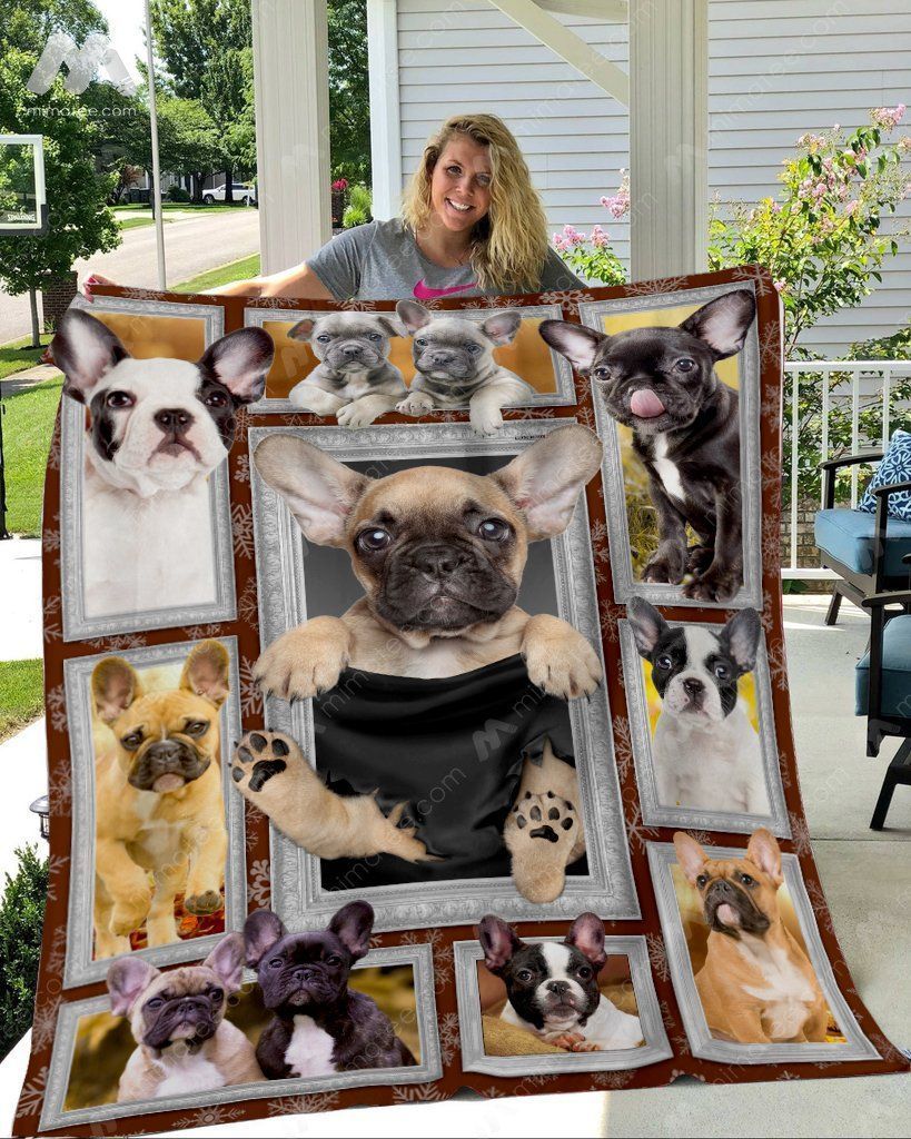 French Bulldog Funny Faces Xmas Gift Sherpa Fleece Blanket