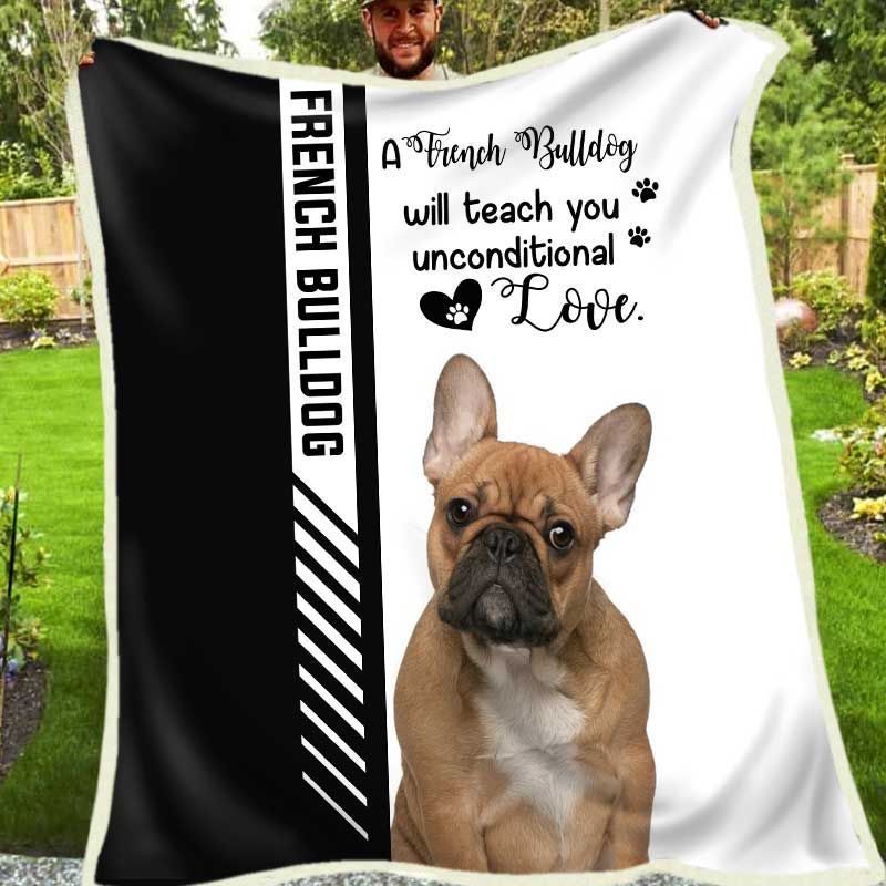 French Bulldog Sherpa Fleece Blanket
